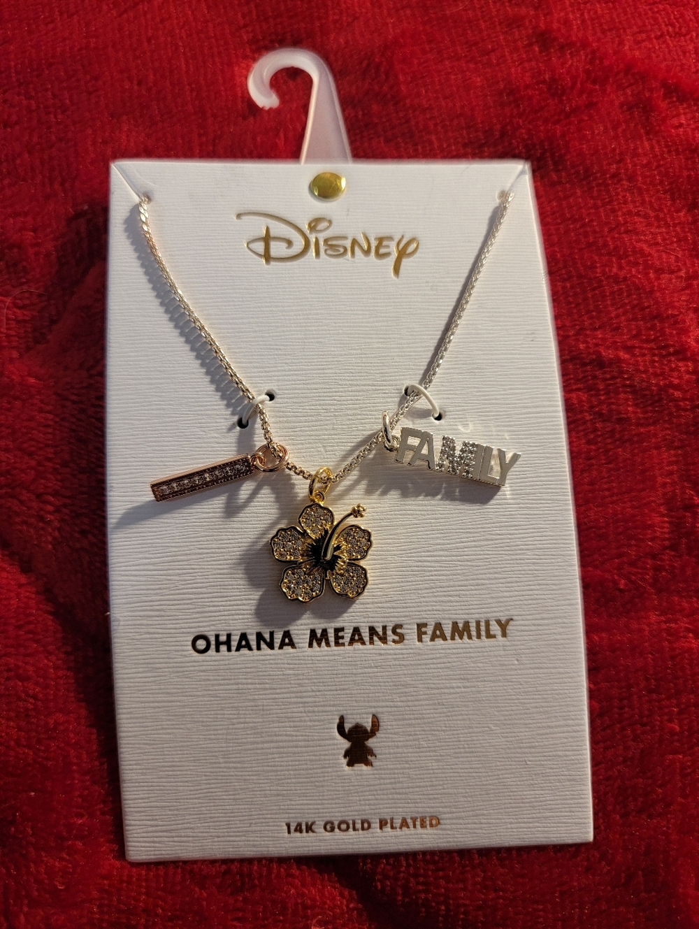 Disney Ohana Means Family 14K Gold Plated Necklace - Gold & Silver Tones